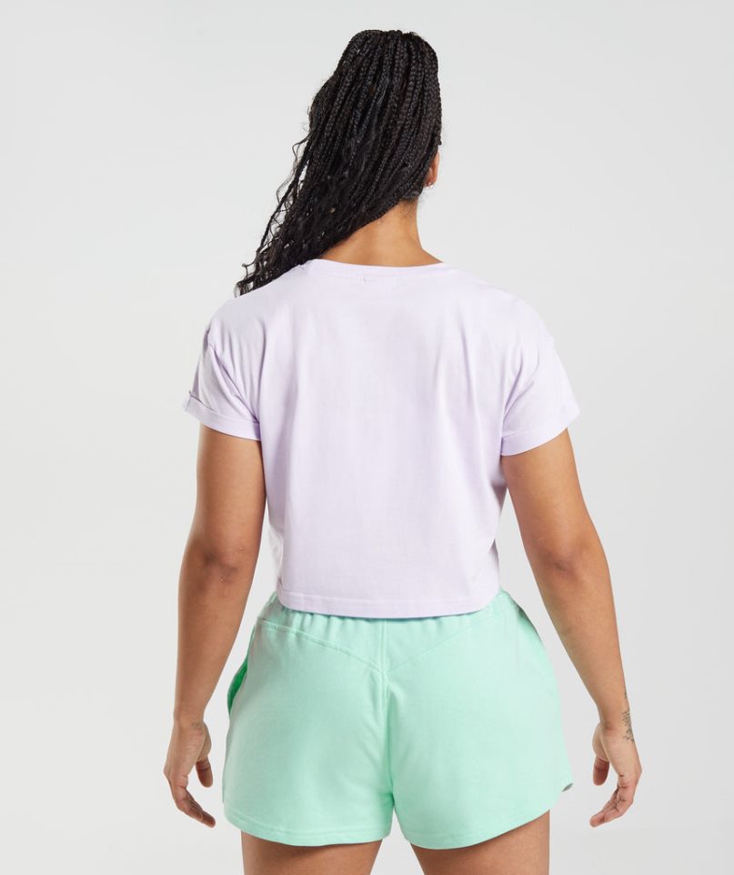 Women's Gymshark Legacy Cropped Tops Light Purple | NZ 8LPKFW